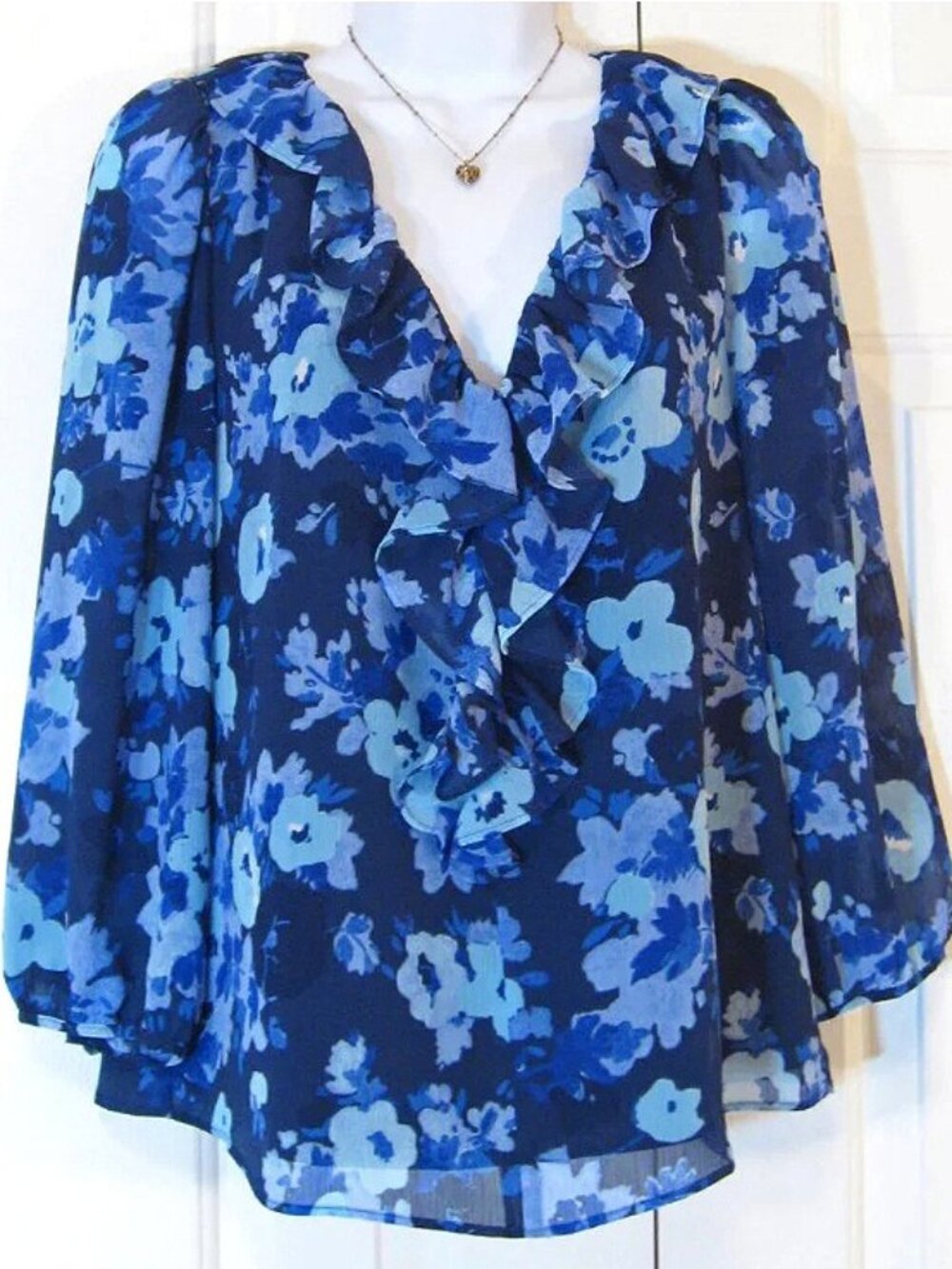 J. Crew | Watercolor Floral Ruffle Neckline Blouse - Picture 2 of 11